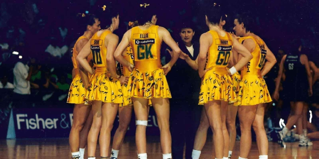 Australia team having a team talk during the 1999 World Championships