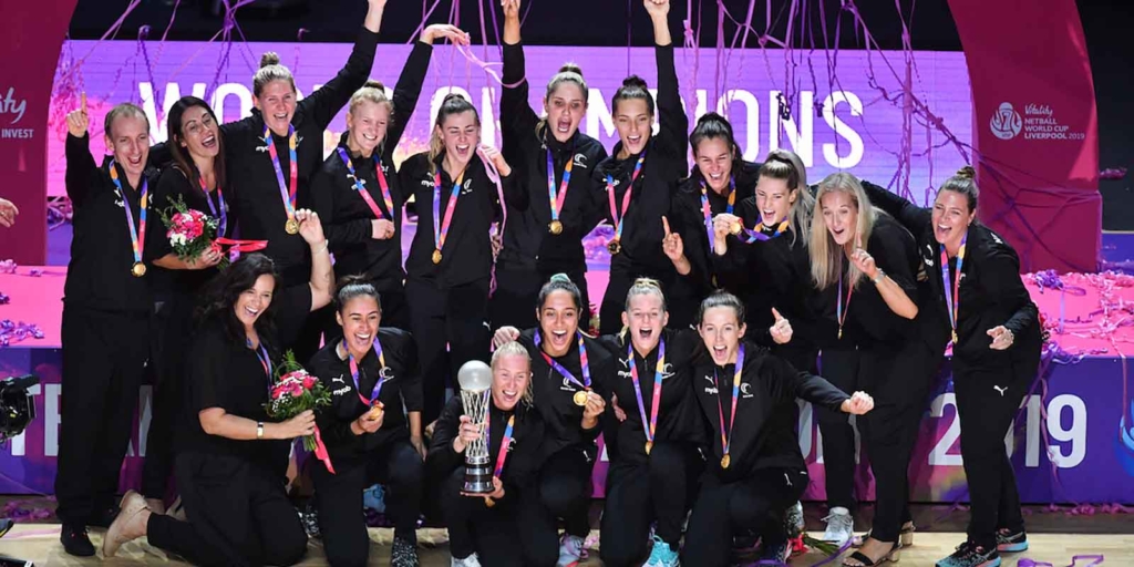 Silver Ferns lift the trophy at the Netball World Cup 2019